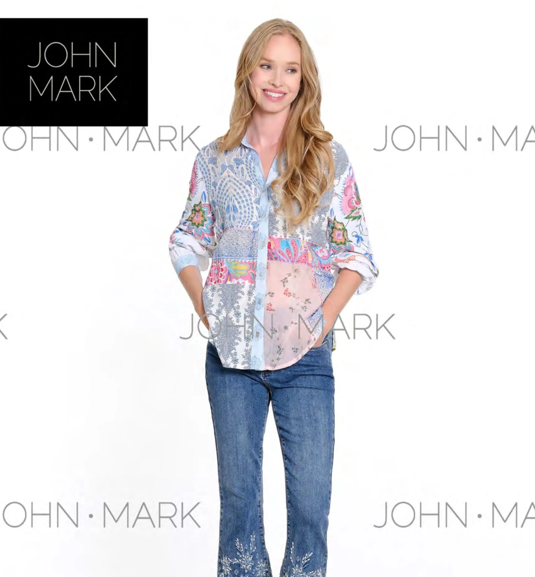 John Mark Long Sleeve Embroidery Top