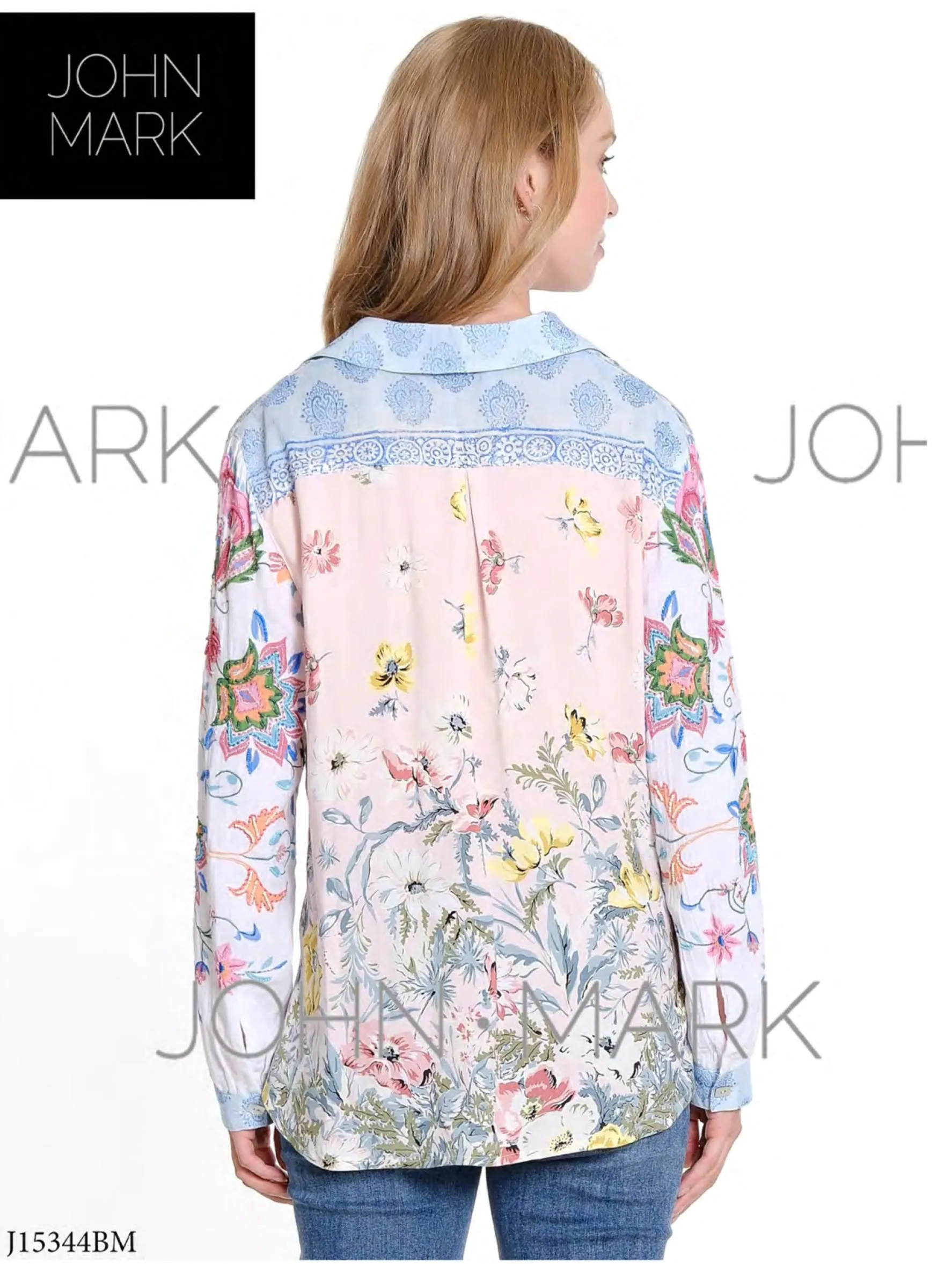 John Mark Long Sleeve Embroidery Top