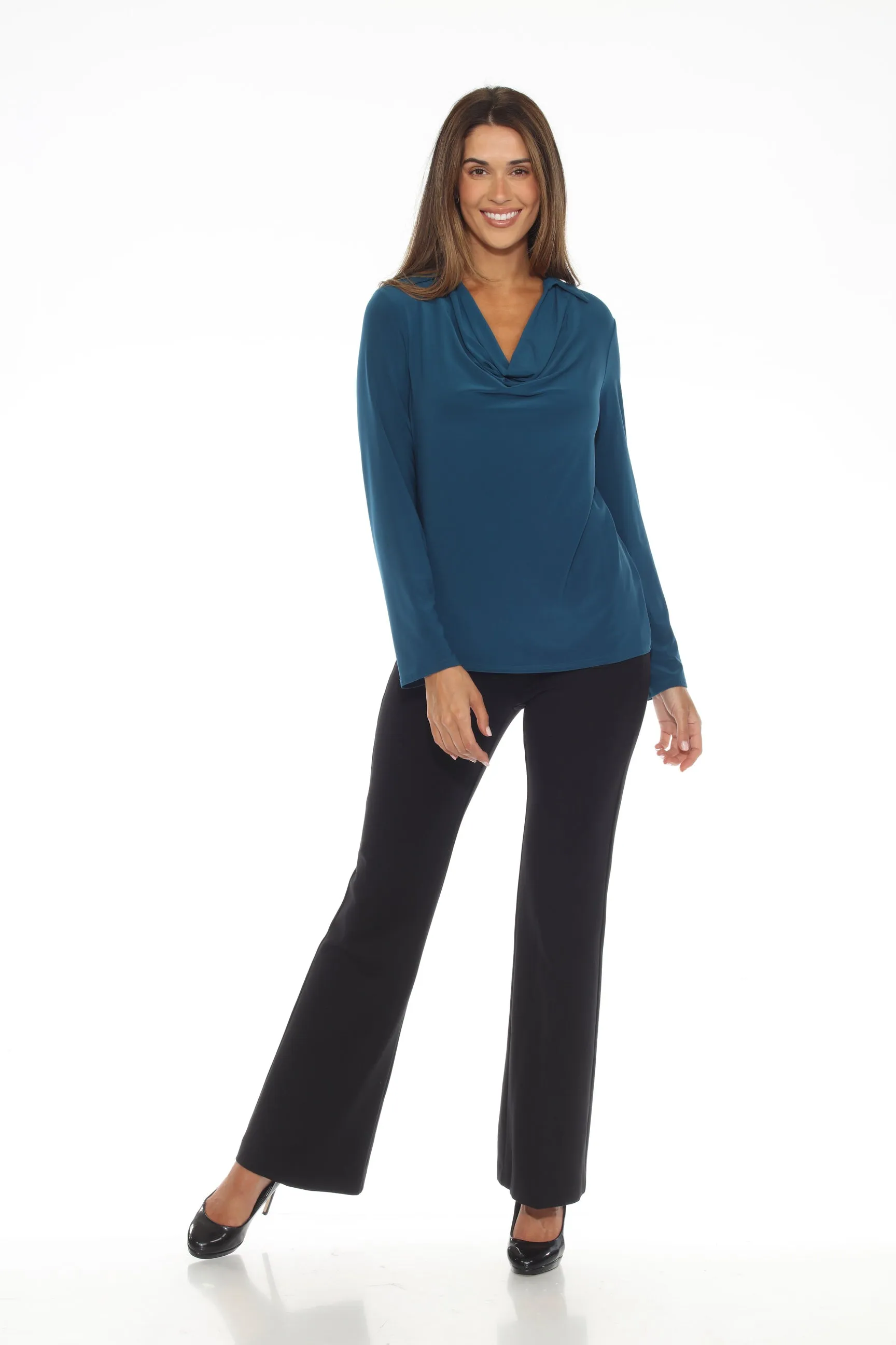 Joseph Ribkoff Twilight Draped Cowl Neck Long Sleeve Top 244226