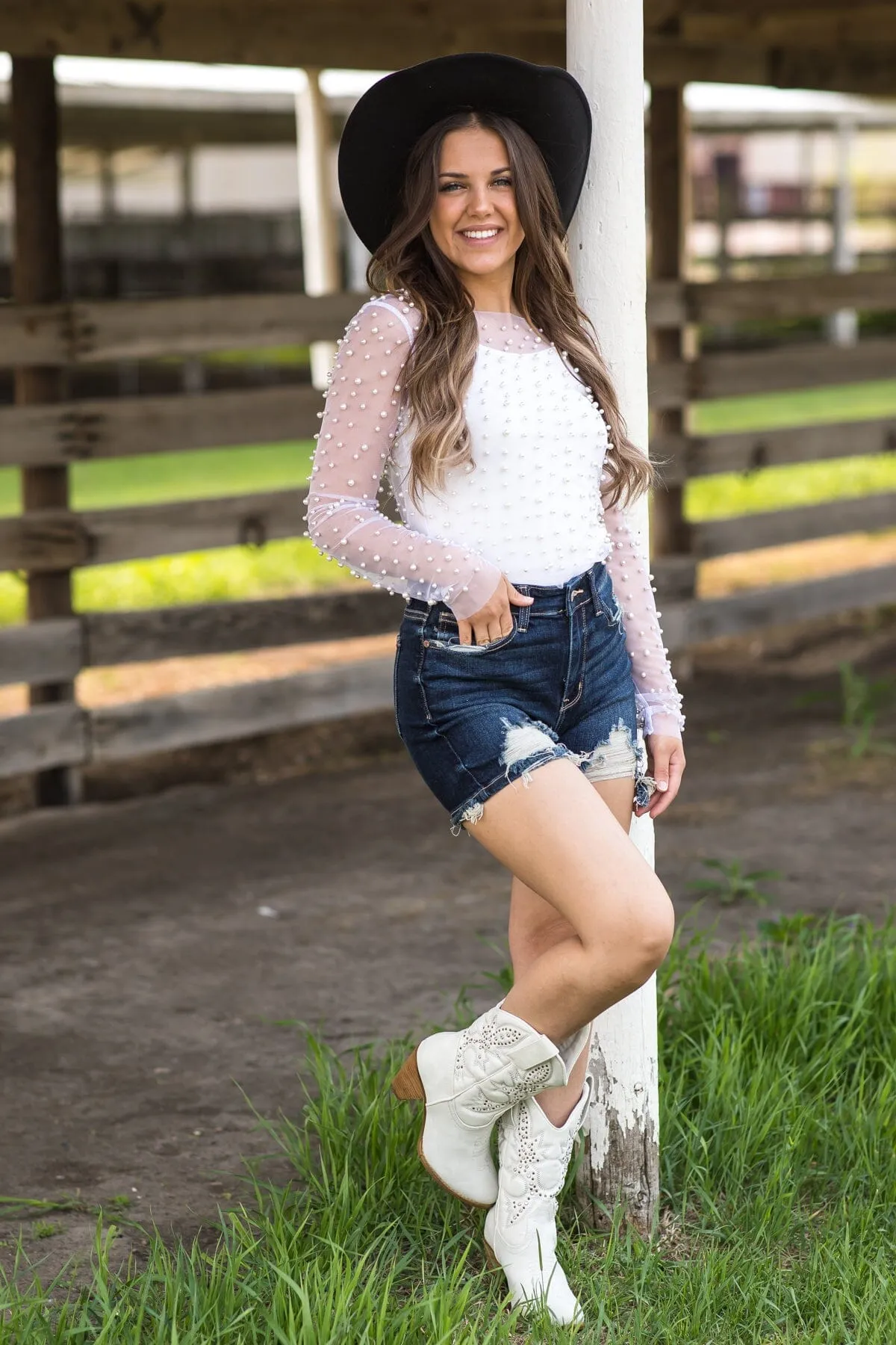 Judy Blue Dark Wash Distressed Shorts