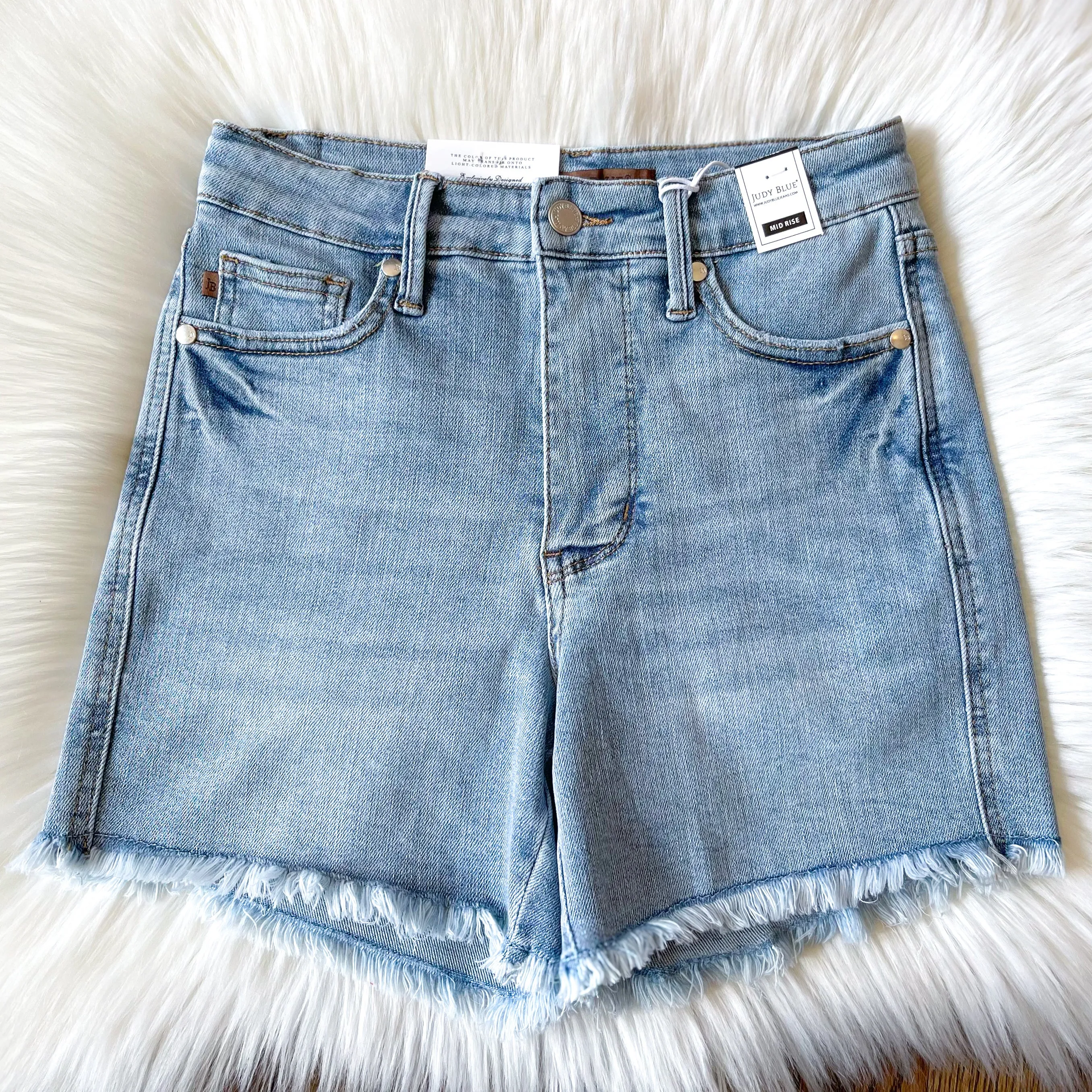 Judy Blue || Jennie High Waist Tummy Control Light Destroy & Fray Hem Shorts