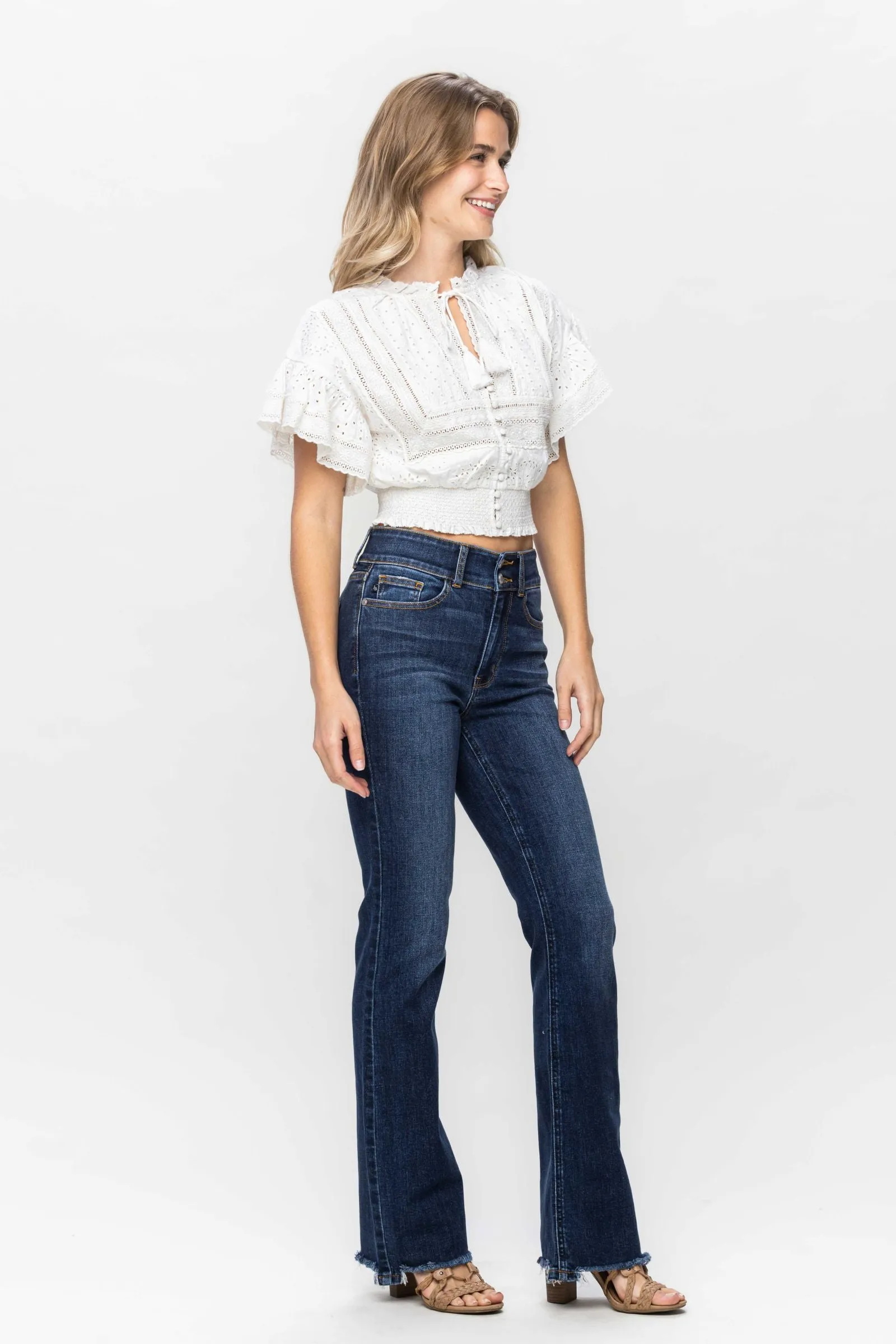 Judy Blue || Valerie High Waisted Vintage Frayed Hem Bootcut Jean
