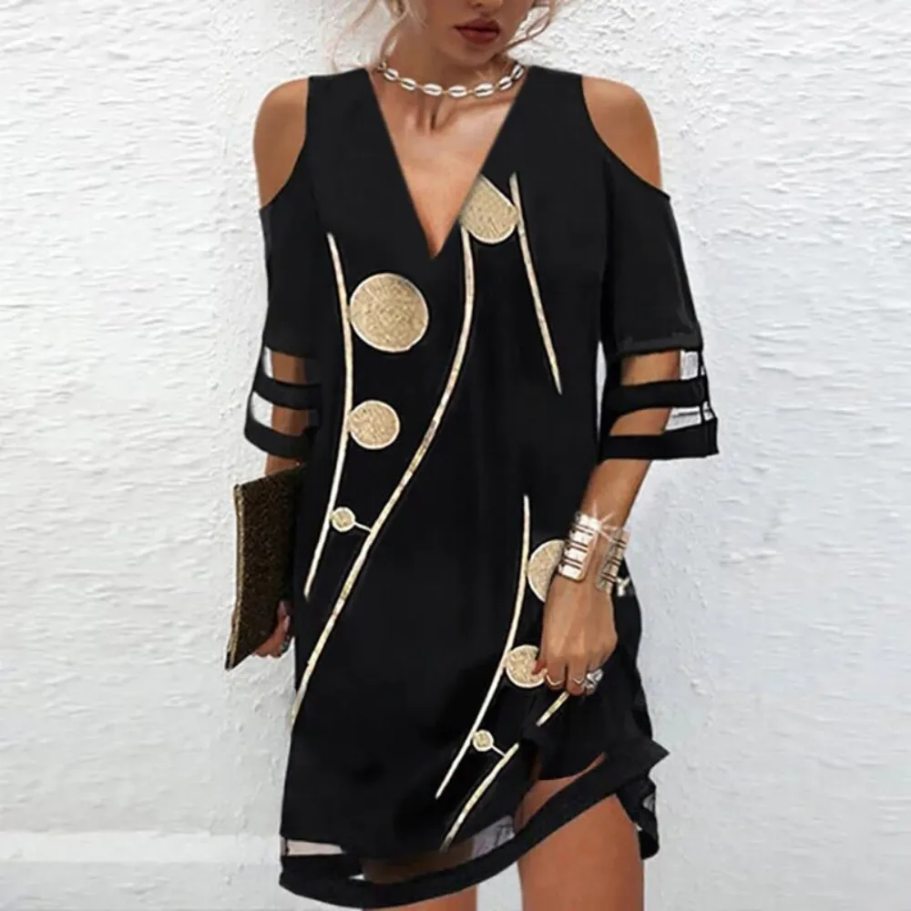 Kataryna - Cold Shoulder Lace Dress for Ladies