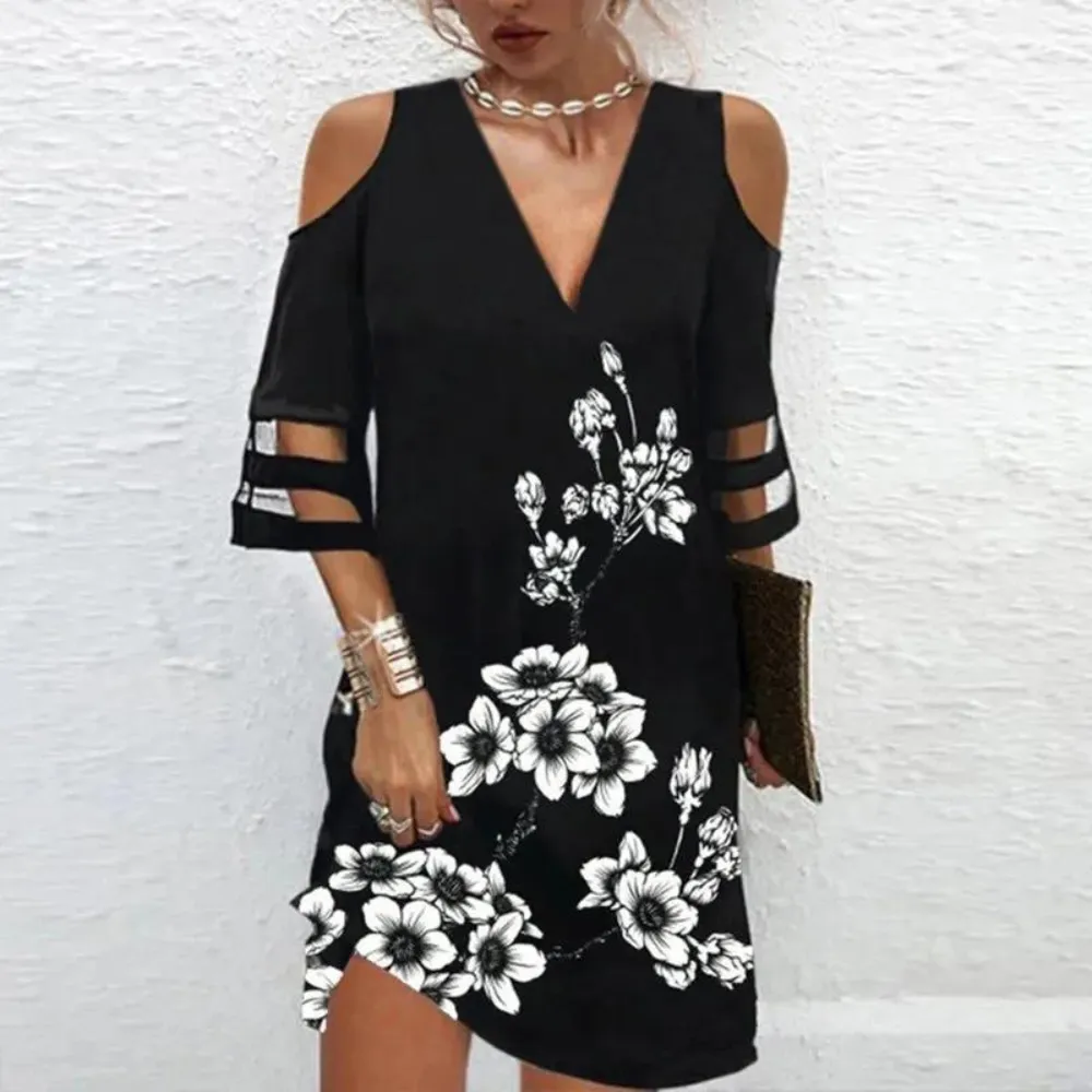Kataryna - Cold Shoulder Lace Dress for Ladies