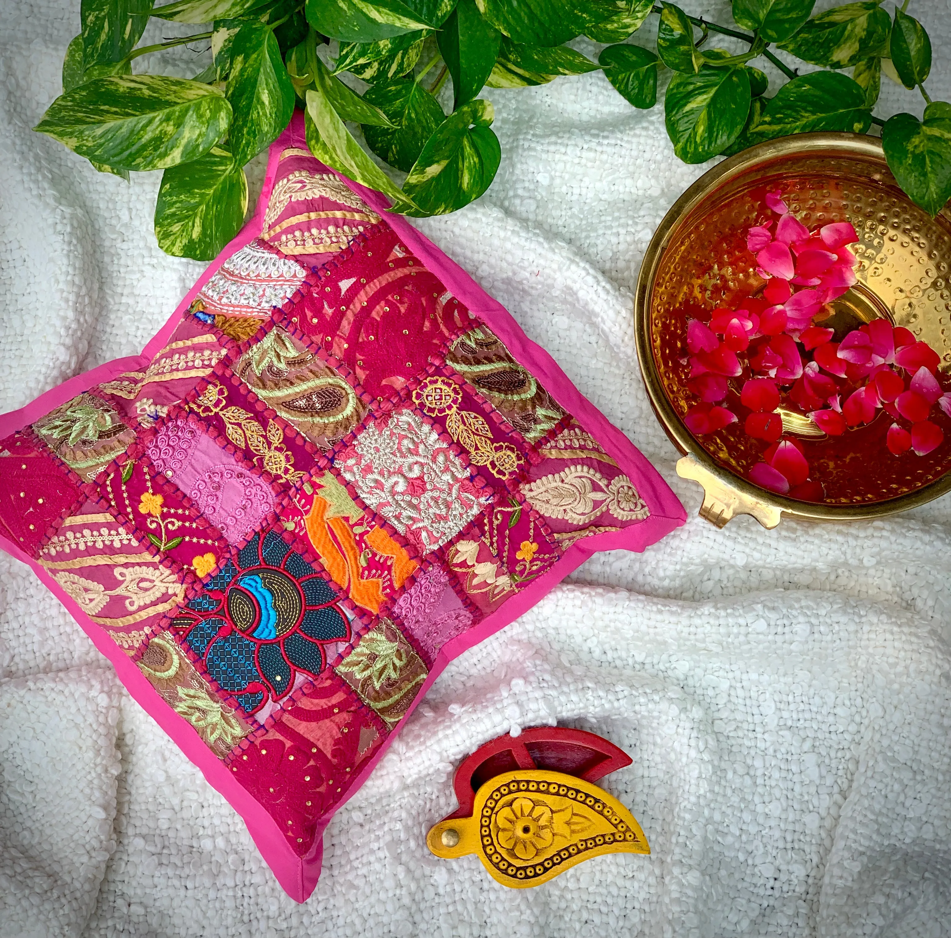 Khambadiya Patchwork Pillow