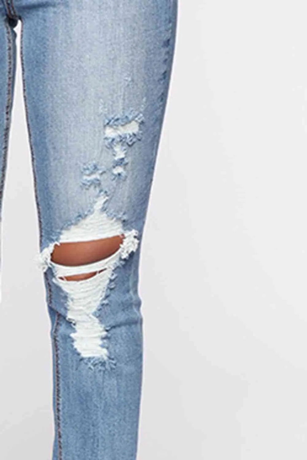 KHD Distressed Slit Jeans