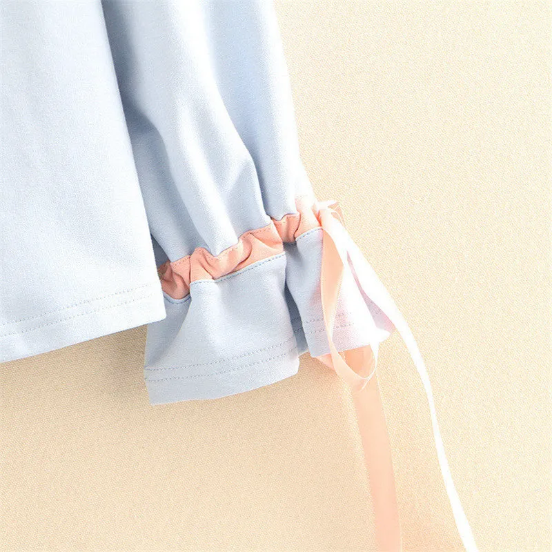 LACE BOW ROUND NECK PULLOVER SWEATSHIRTS UB3137