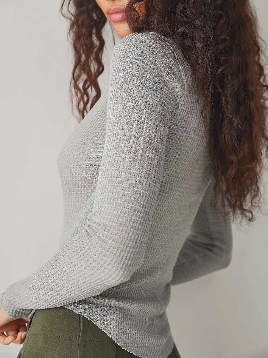 Lace V-Neck Waffle Knit