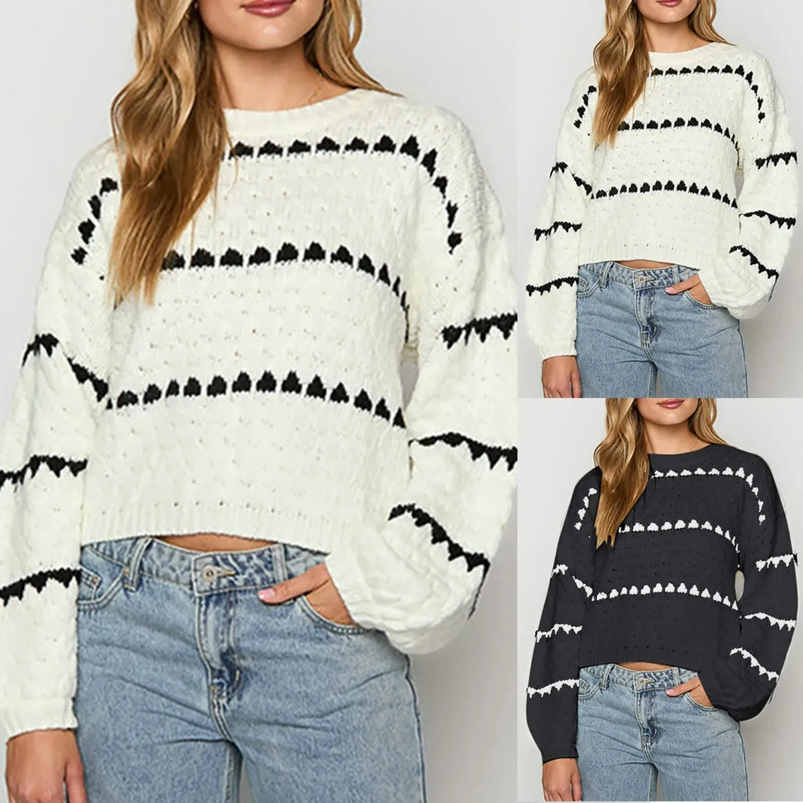 Lady  Crew Neck Pullover Sweater