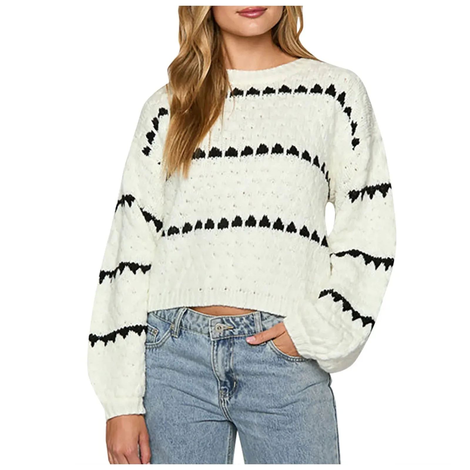 Lady  Crew Neck Pullover Sweater