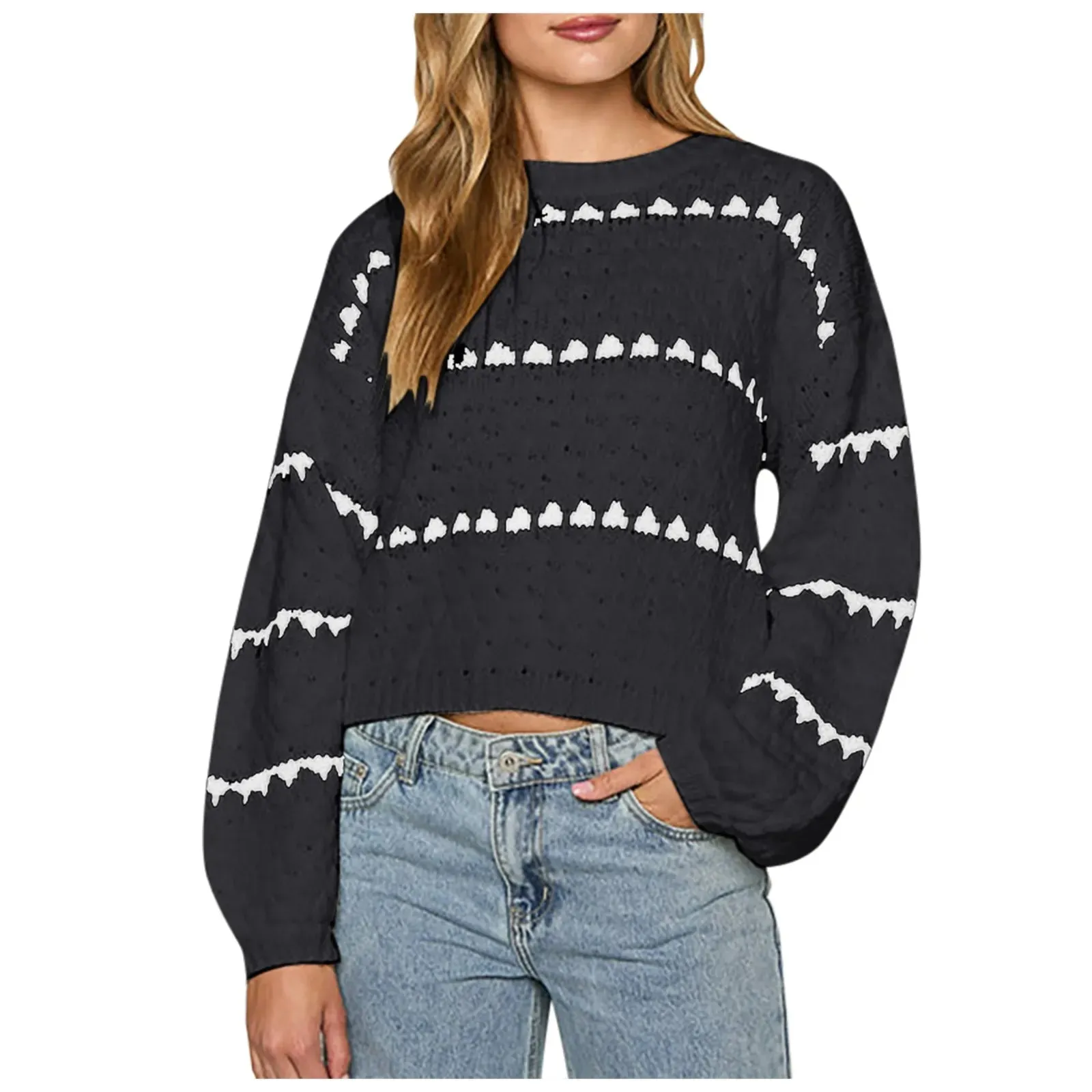 Lady  Crew Neck Pullover Sweater
