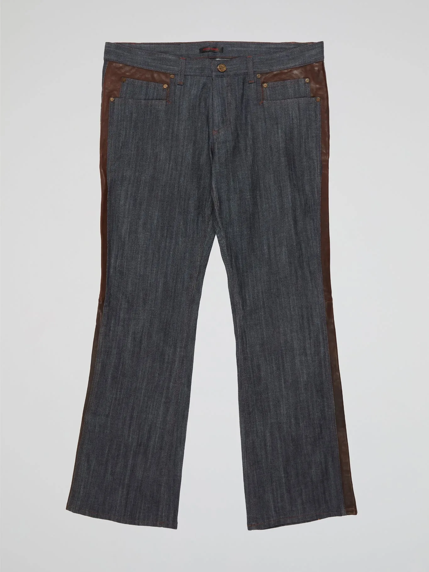 Leather Panel Denim Jeans