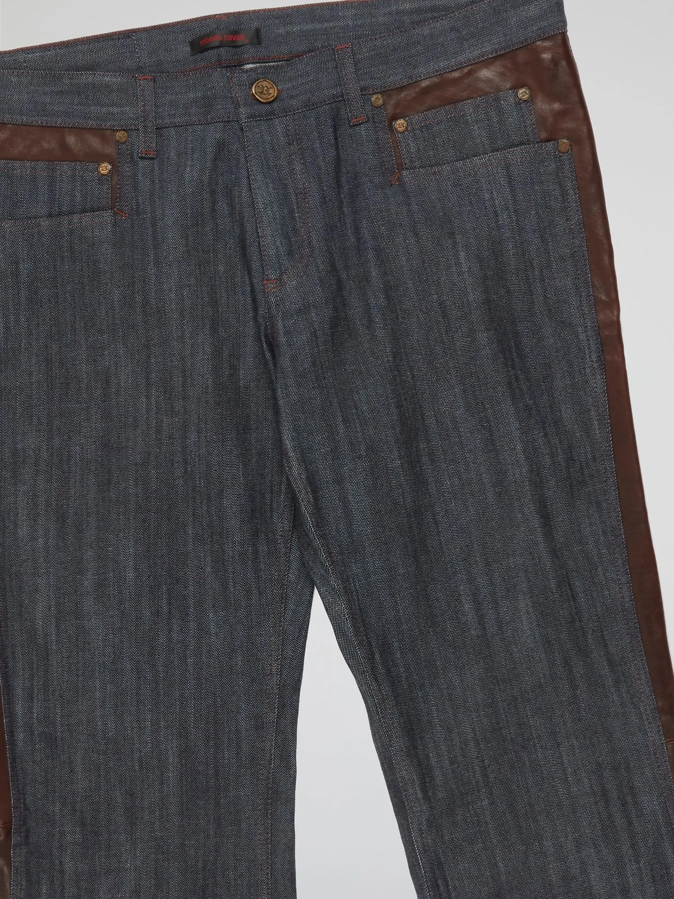 Leather Panel Denim Jeans