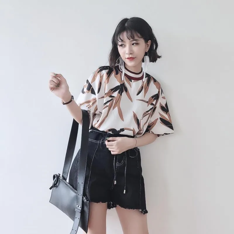 “LEAVES & RIB COLLAR” T-SHIRT W031904