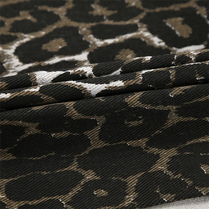 Leopard Print High Slit Slim Fit Straight Half Skirt