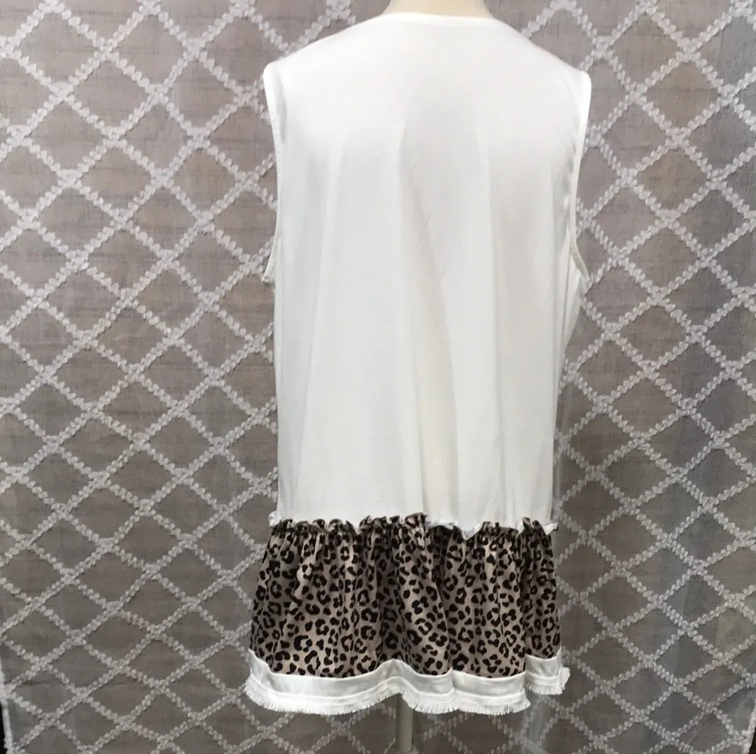 Leopard Trim White Top