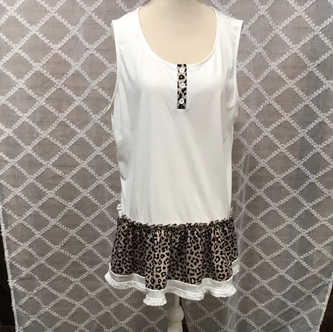 Leopard Trim White Top