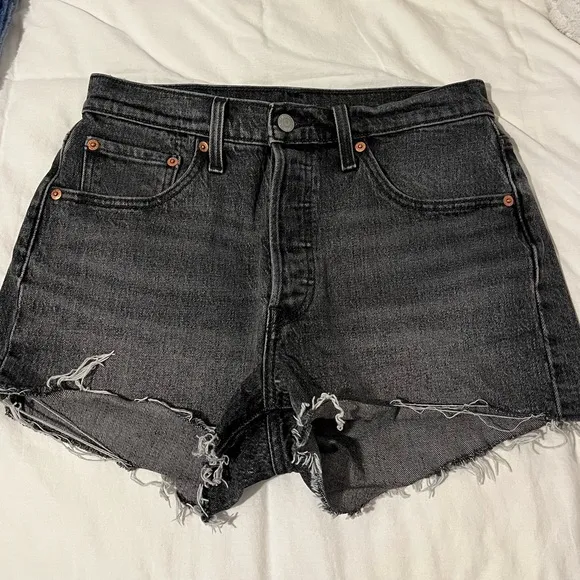 Levi’s 501 Black Distressed Shorts
