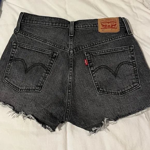 Levi’s 501 Black Distressed Shorts