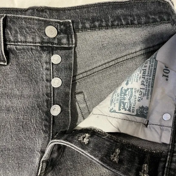 Levi’s 501 Black Distressed Shorts