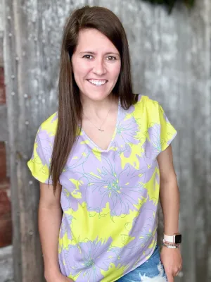 Lilac and Yellow Floral Blouse
