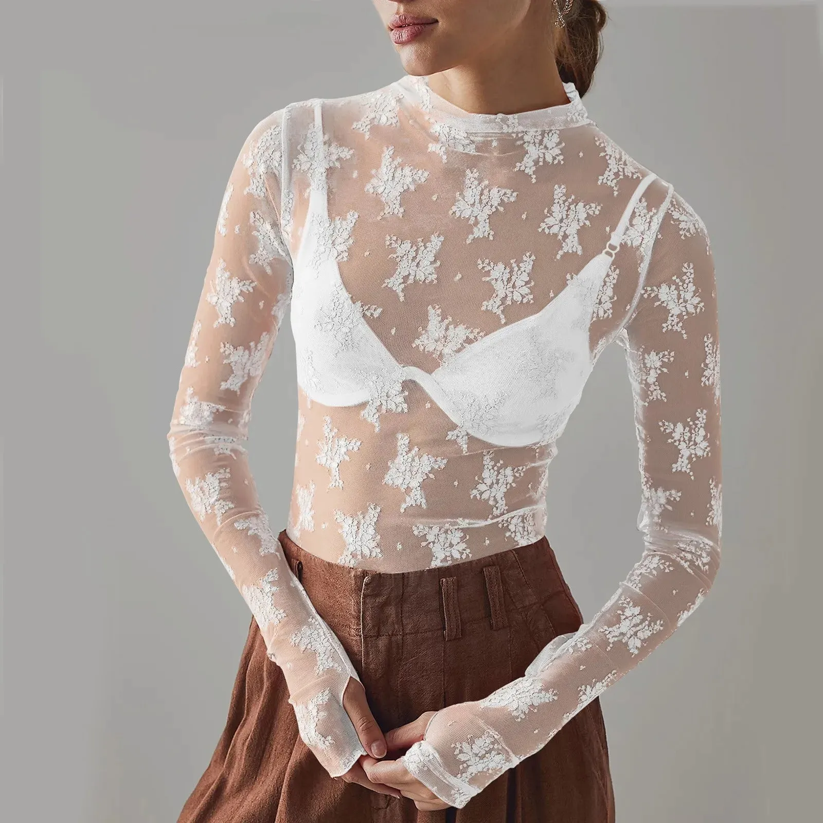 Long Sleeve Floral Lace Top