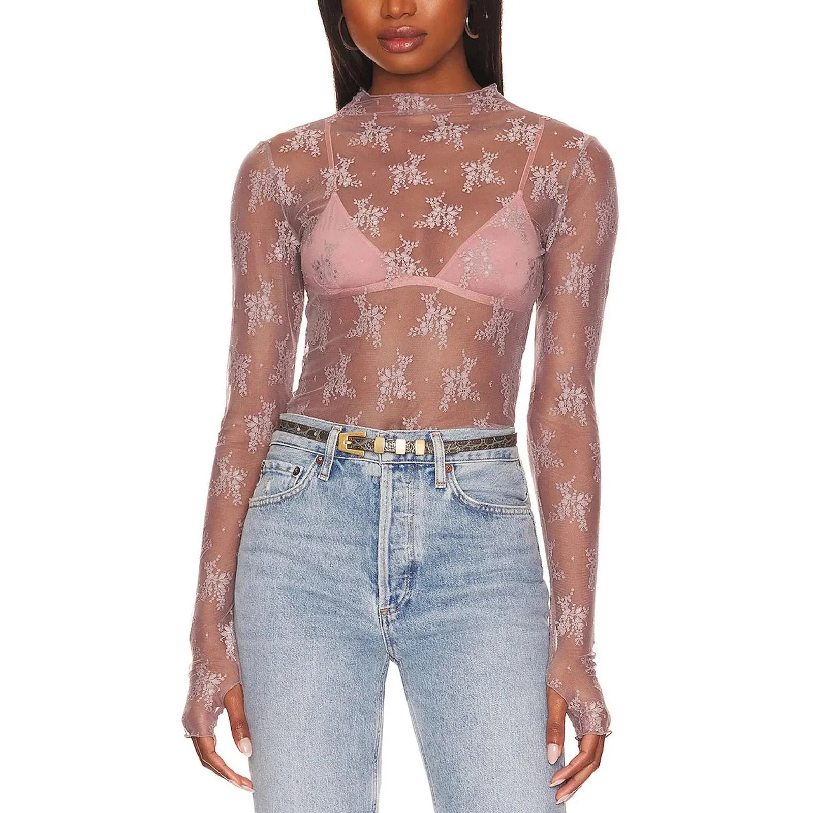 Long Sleeve Floral Lace Top