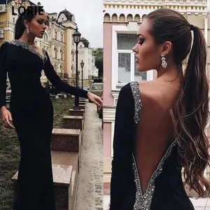Lorie Long sleeves Sparkly Crystals Beaded Dress