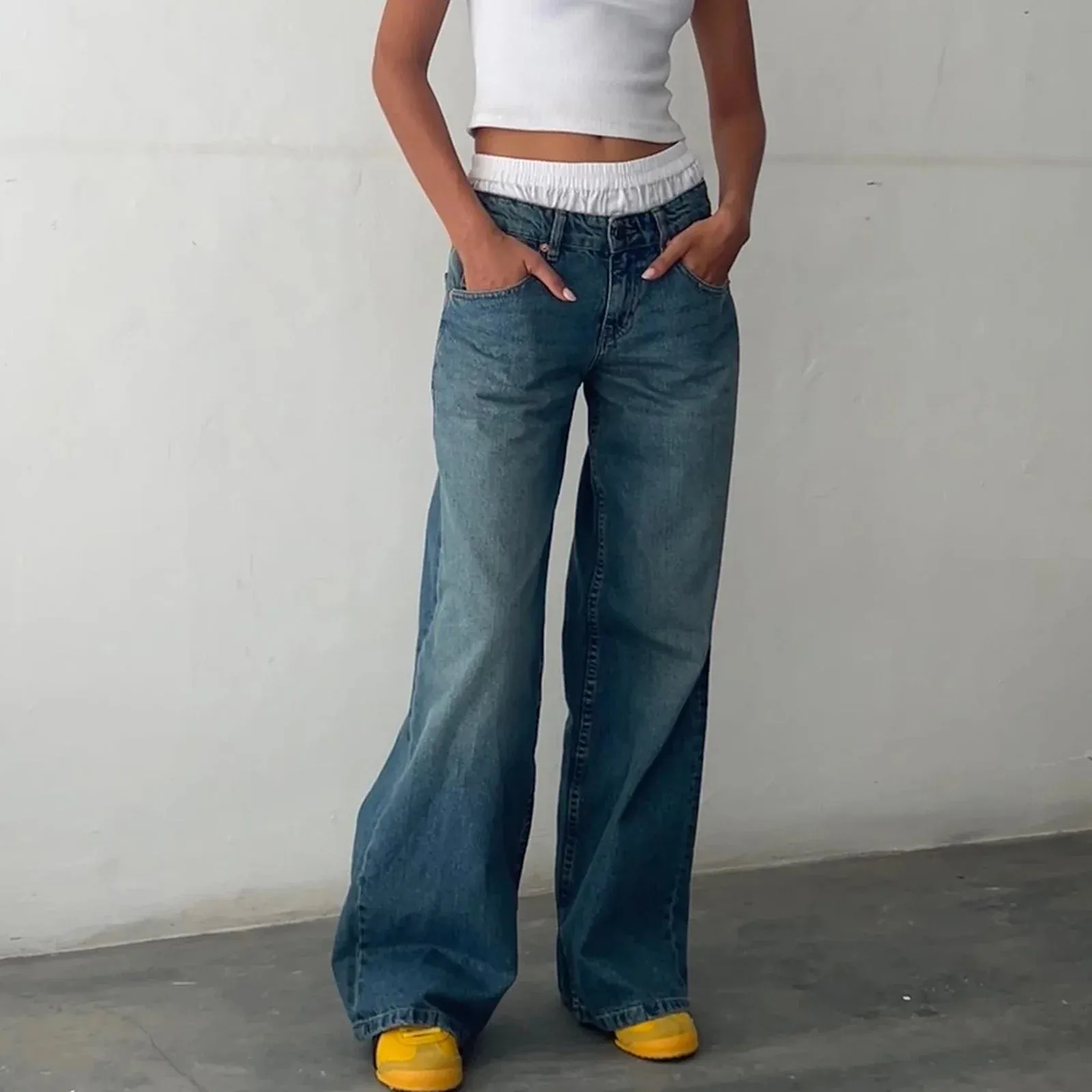 Low Waisted Multiple Pockets Pants