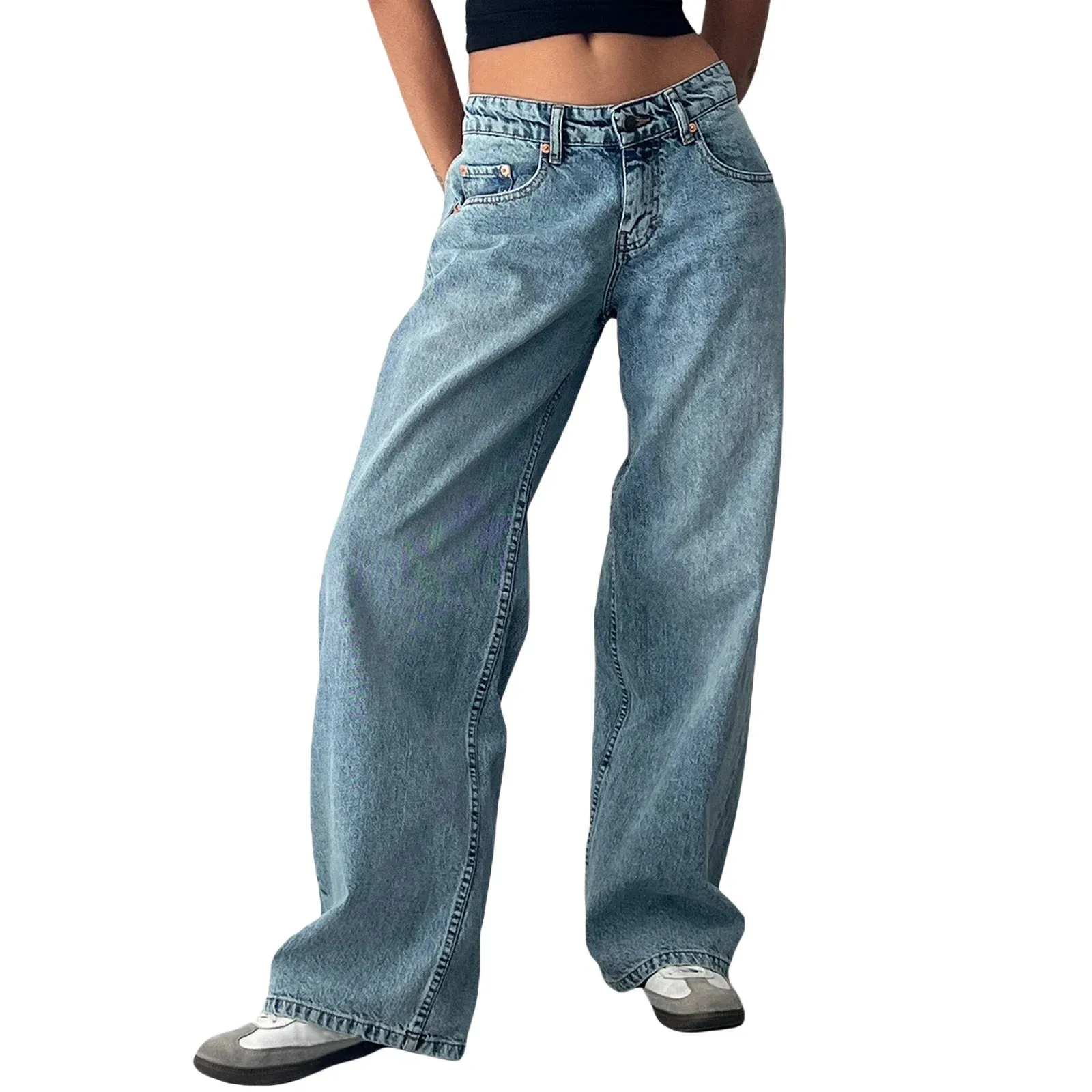 Low Waisted Multiple Pockets Pants