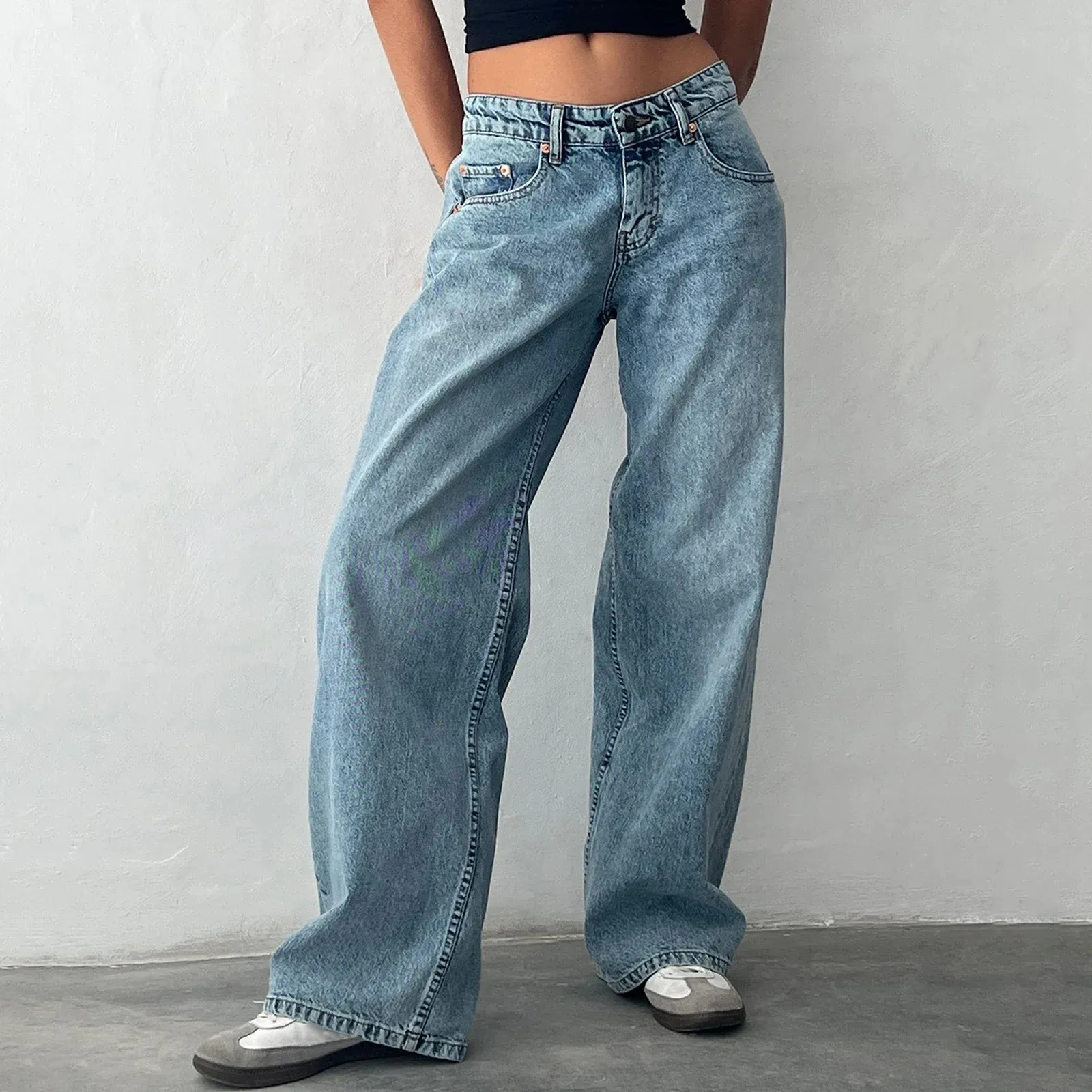 Low Waisted Multiple Pockets Pants
