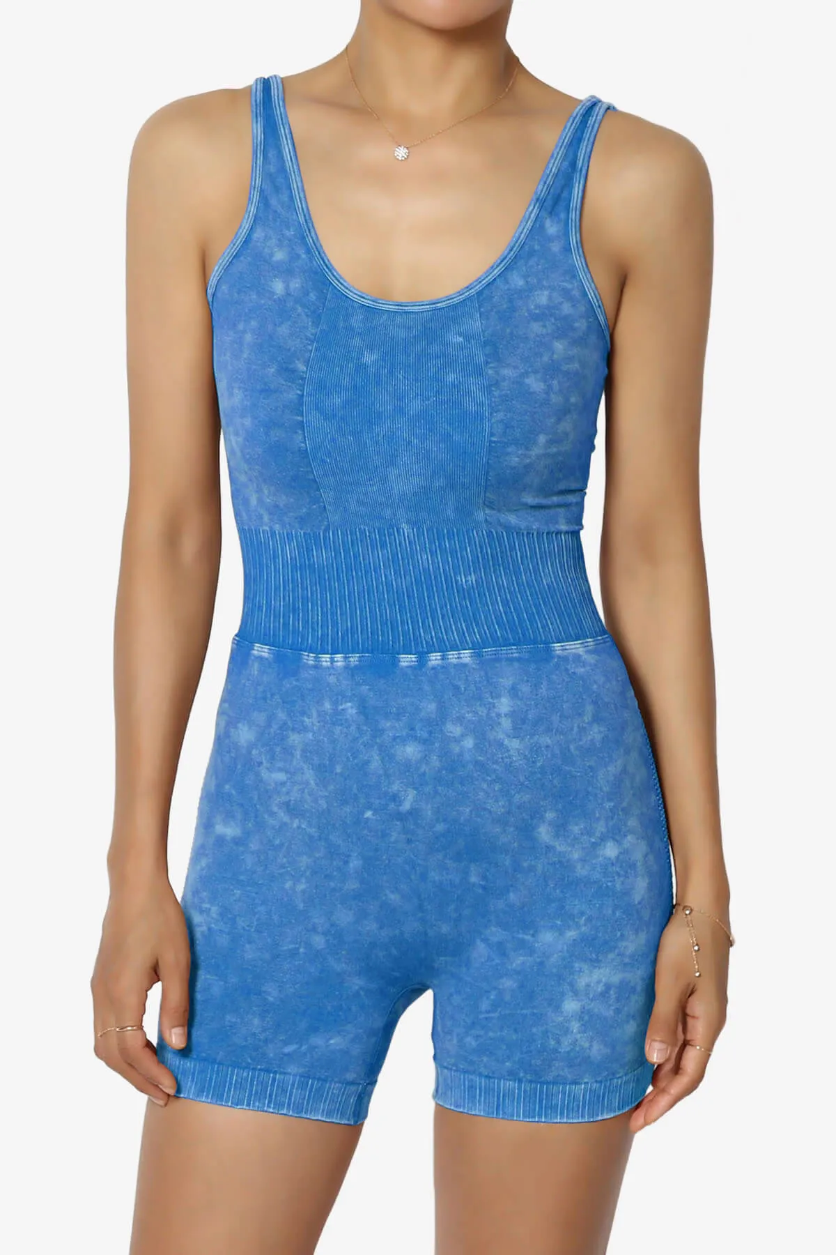 Madrid Open Back Washed Seamless Tank Romper