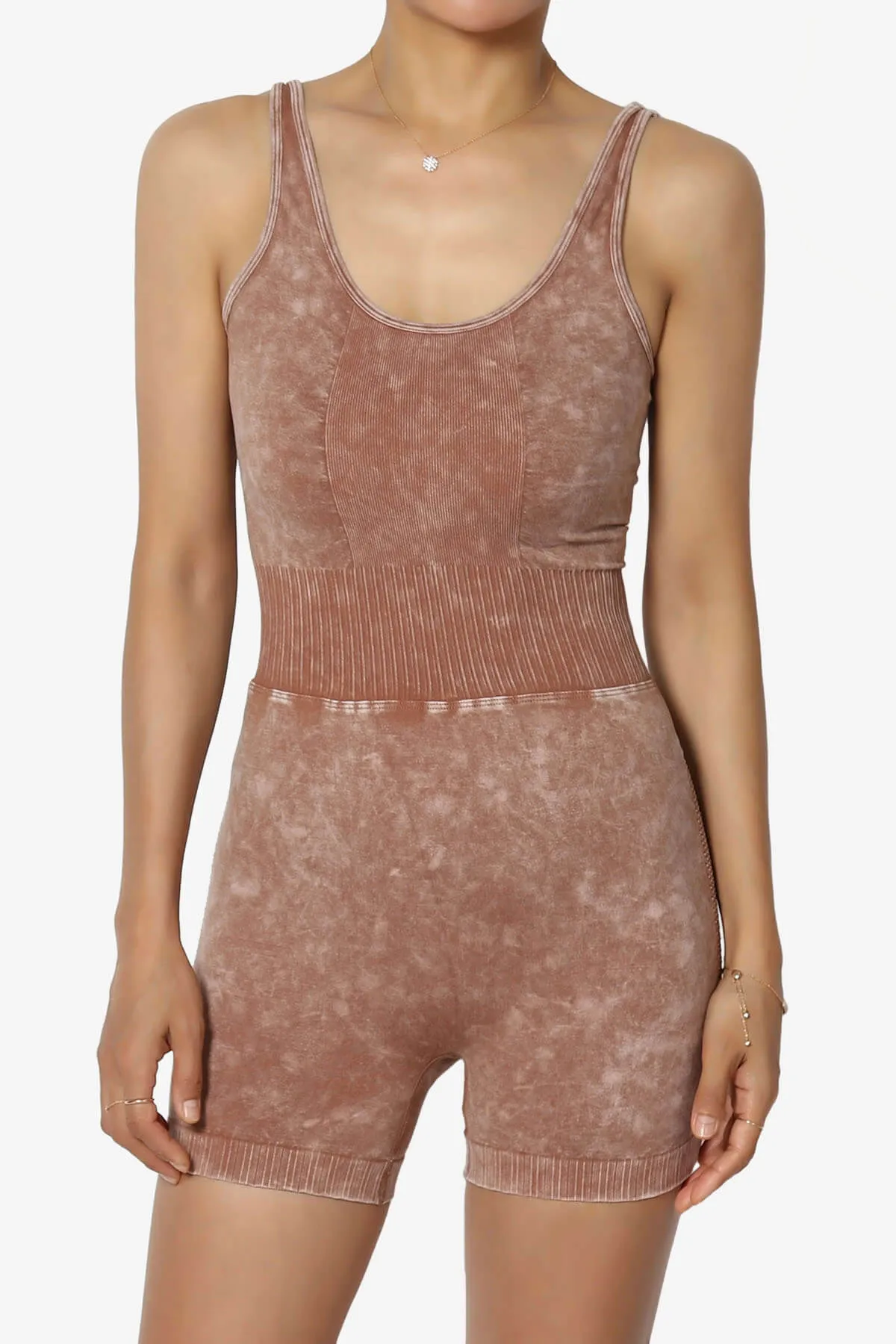 Madrid Open Back Washed Seamless Tank Romper
