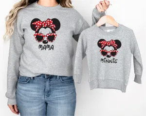 Mama & Minnie Ears Matching Grey Sweatshirts
