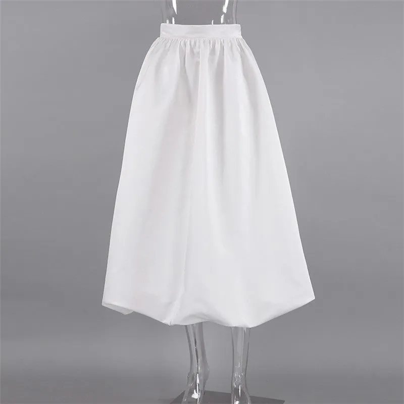 Matte Satin Puff Skirt In Solid Color