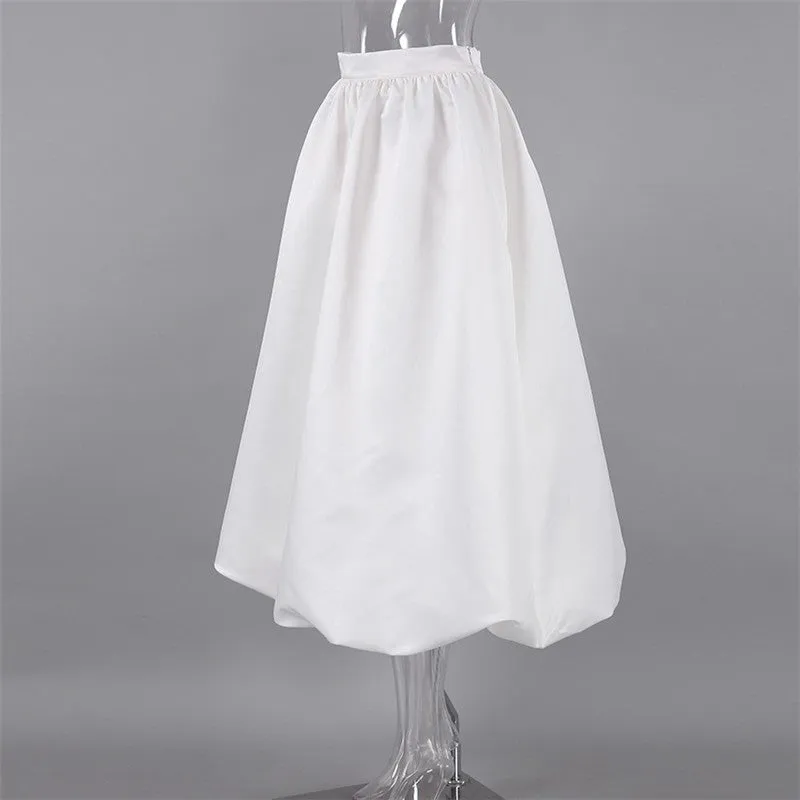 Matte Satin Puff Skirt In Solid Color
