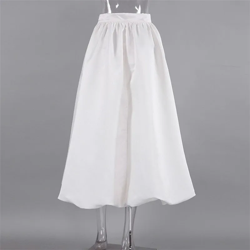 Matte Satin Puff Skirt In Solid Color