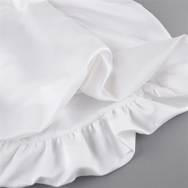 Matte Satin Puff Skirt In Solid Color
