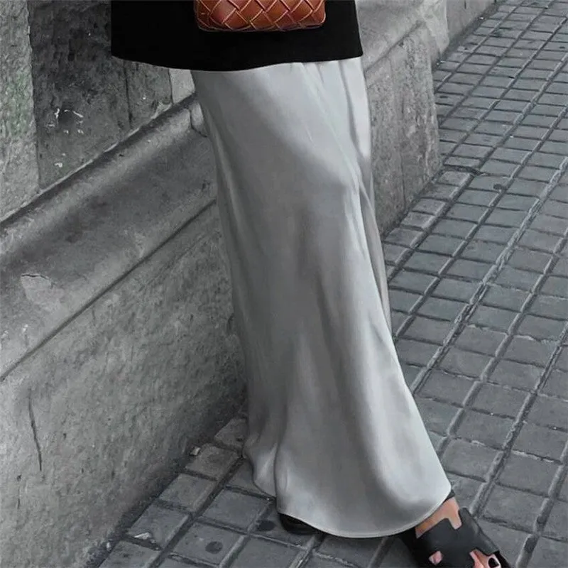 Matte Satin Slimming Trumpet Mermaid Long Skirt