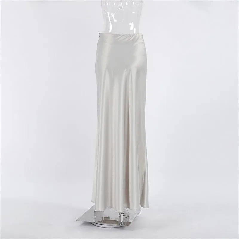 Matte Satin Slimming Trumpet Mermaid Long Skirt