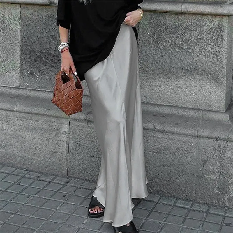 Matte Satin Slimming Trumpet Mermaid Long Skirt