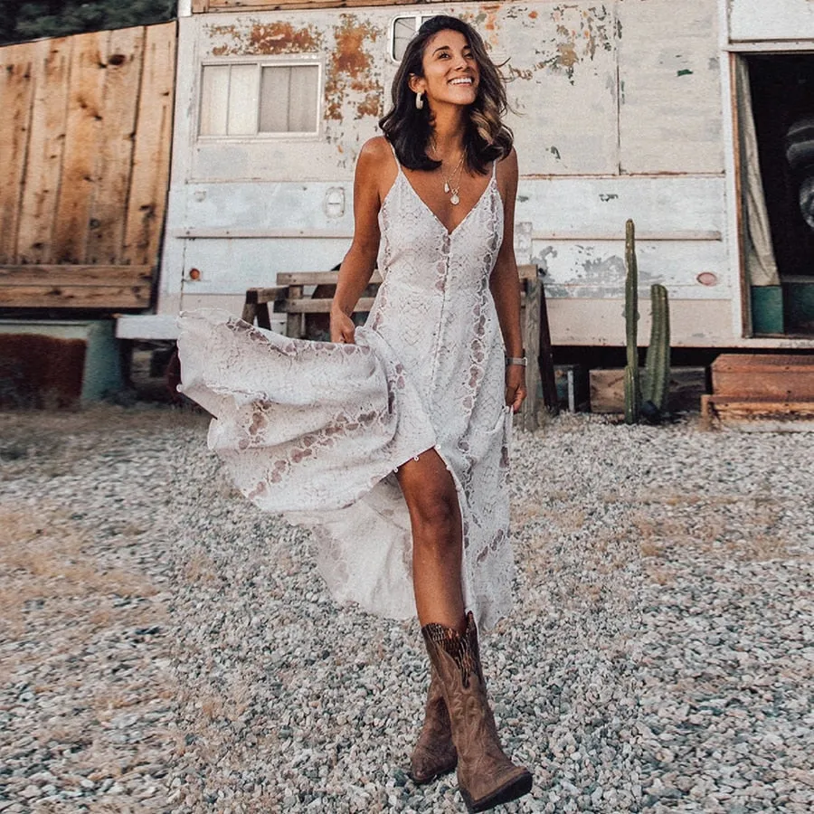 maxi print summer dress beach