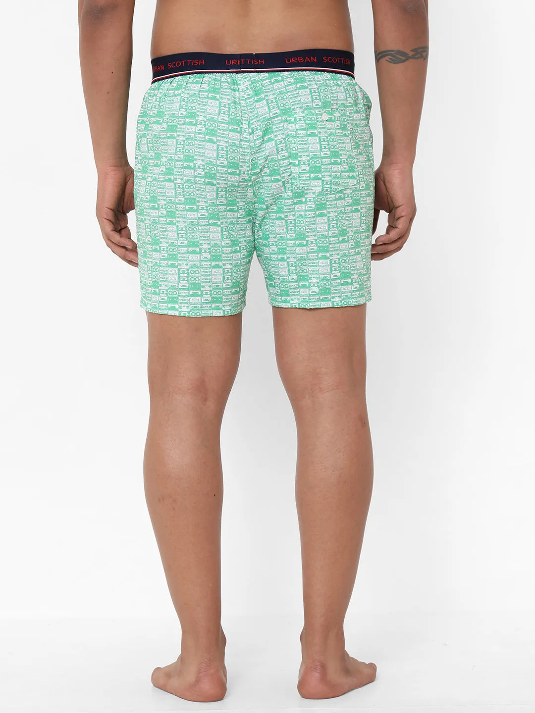 Men's Multicolor, 100% Cotton, Printed, Regular Fit, Outer Elastic, Mid-Rise, Boxers - Pack of 3