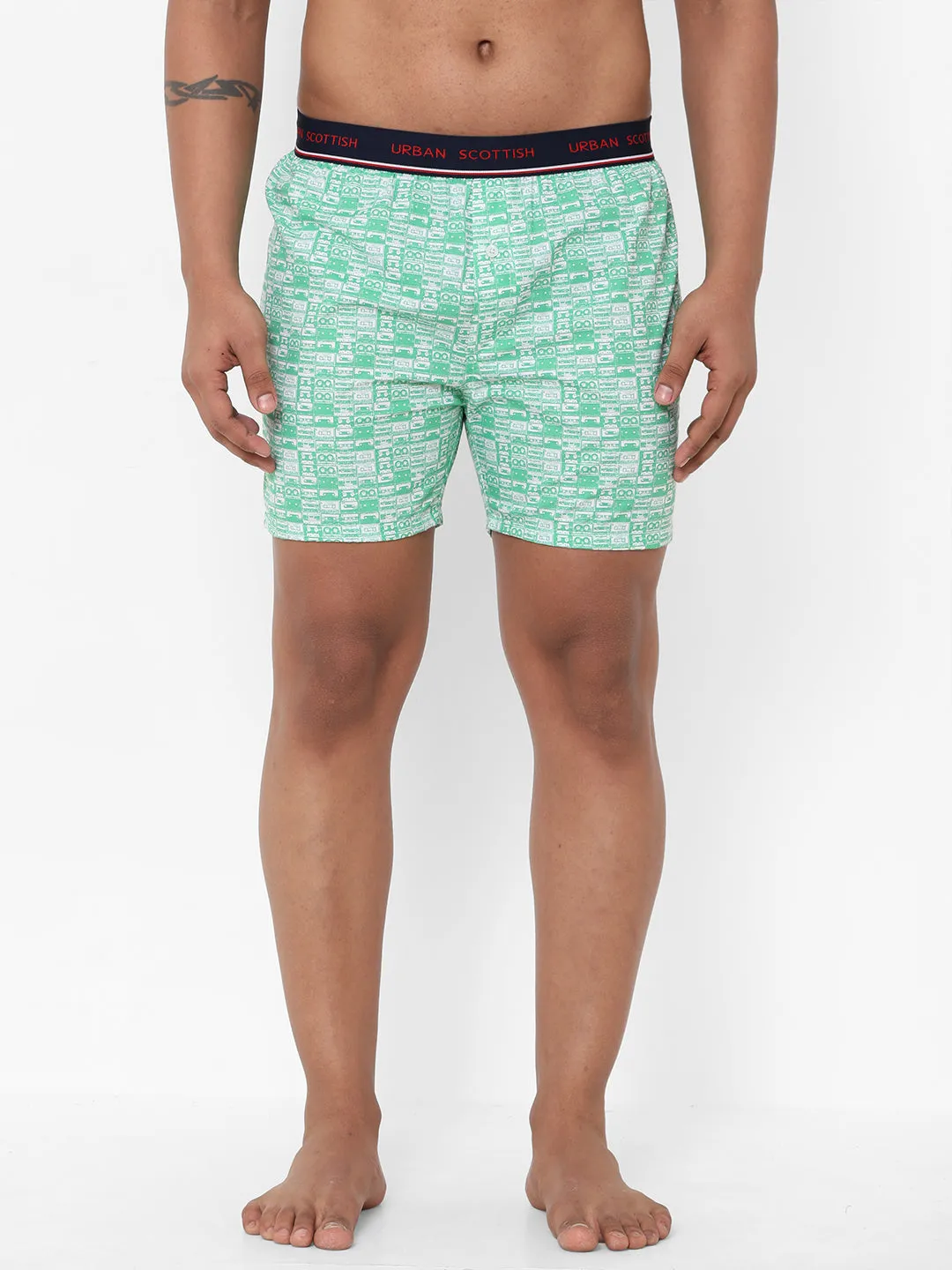 Men's Multicolor, 100% Cotton, Printed, Regular Fit, Outer Elastic, Mid-Rise, Boxers - Pack of 3