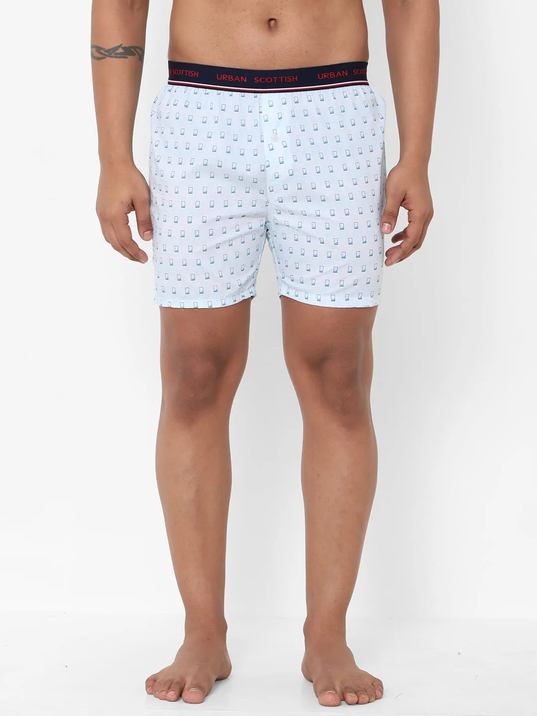 Men's Multicolor, 100% Cotton, Printed, Regular Fit, Outer Elastic, Mid-Rise, Boxers - Pack of 3