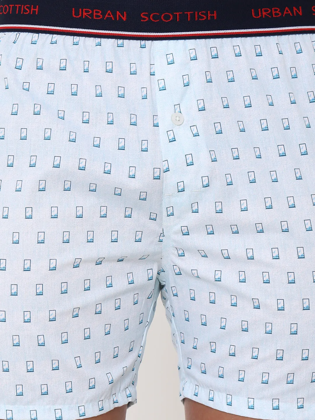 Men's Multicolor, 100% Cotton, Printed, Regular Fit, Outer Elastic, Mid-Rise, Boxers - Pack of 3