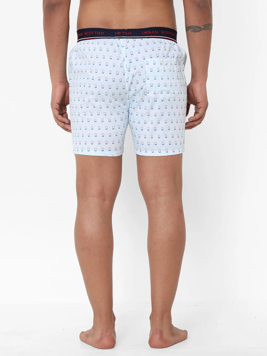 Men's Multicolor, 100% Cotton, Printed, Regular Fit, Outer Elastic, Mid-Rise, Boxers - Pack of 3