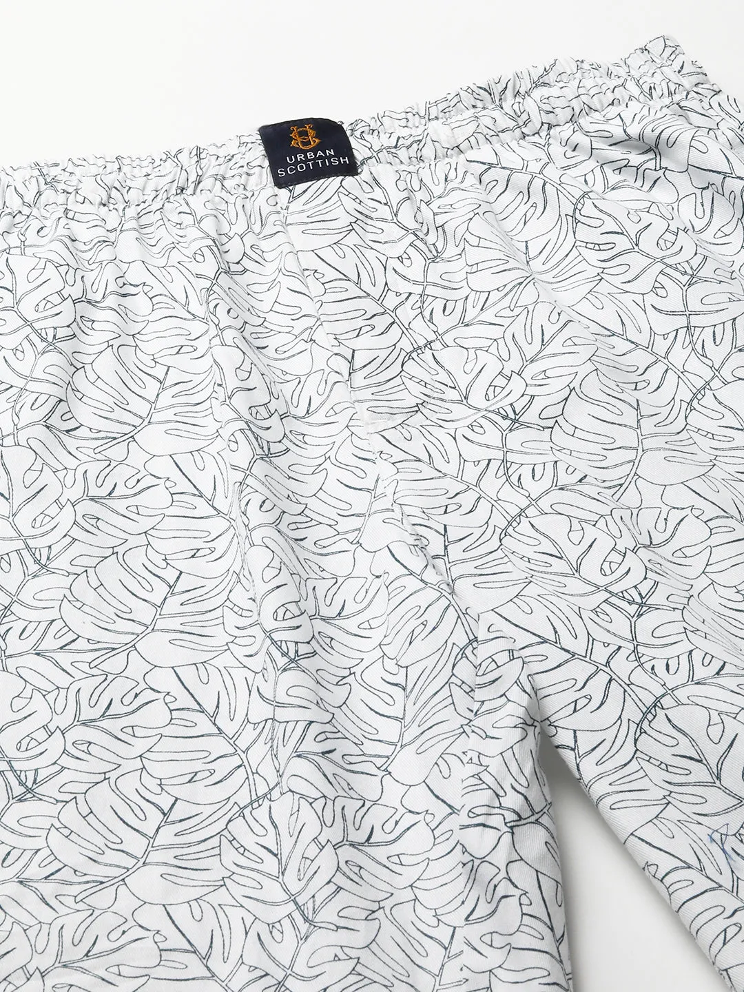 Men's Printed, White, Cotton, Regular Fit, Elasticated, Waistband, Pyjama  With Side Pockets