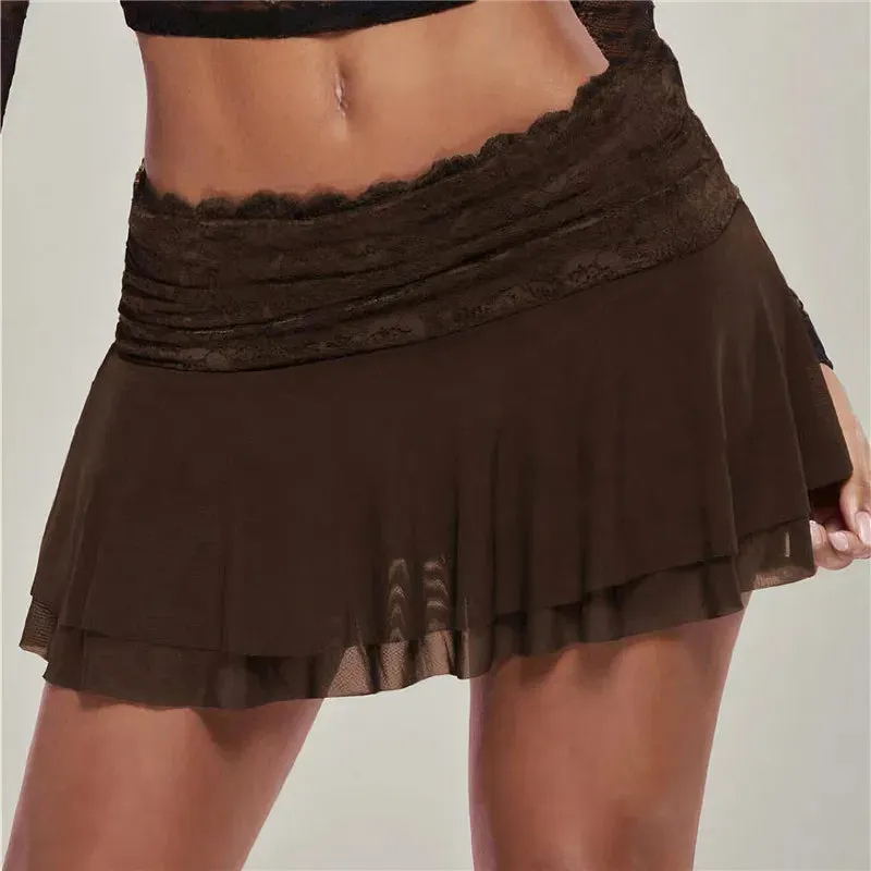Mini Lace Asymmetrical Skirt