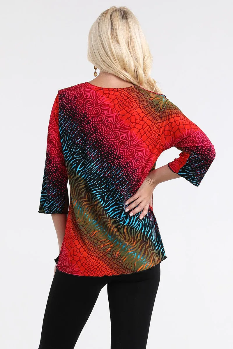 Multi 3/4 Sleeve Round Neck Merrow Top 6/9/23 6411